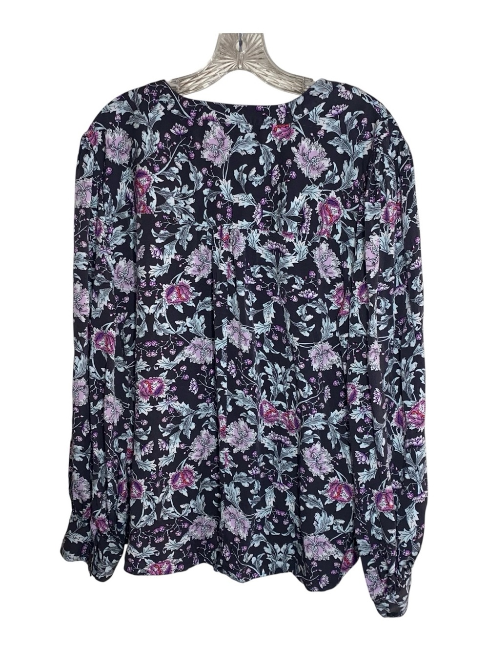 Lane Bryant Women's Smocked Tunic Top Size 16 Black Floral Whimsygoth BOHO
